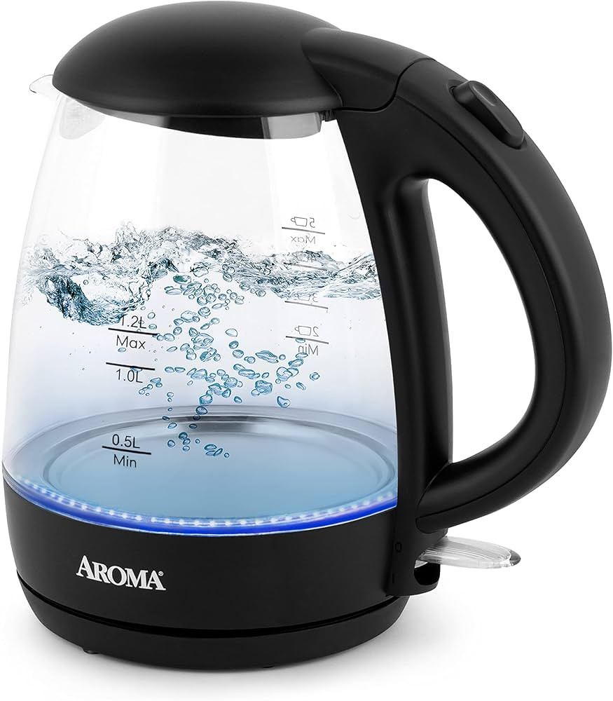 AROMA® 1.2L / 5-Cup Glass Electric Kettle with Cordless Pouring, Trigger-Release Lid, Automatic ... | Amazon (US)