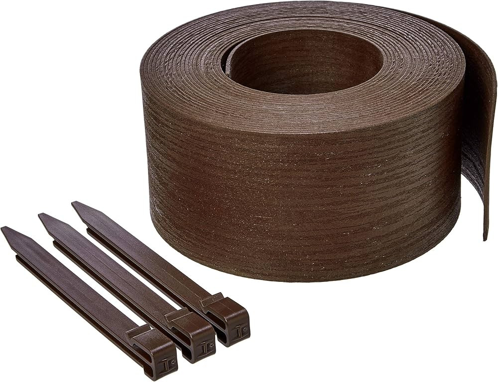 Amazon Basics Landscape Edging Coil, 10 Stakes, 5 inch x 40FT, Brown | Amazon (US)