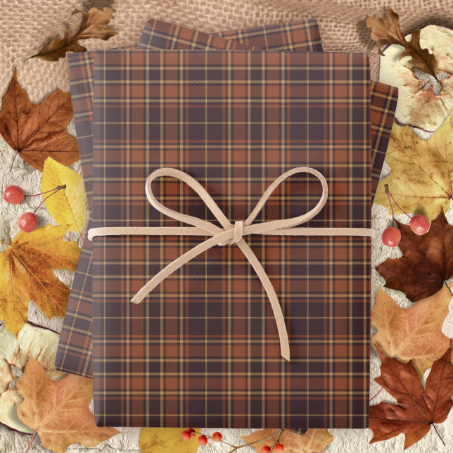 Tartan - Brown - Taupe-Burnt Sienna-Rustic Gold Wrapping Paper Sheets | Zazzle | Zazzle