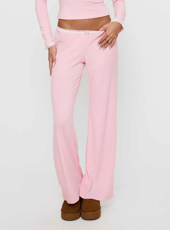 Whimsie Pointelle Sleep Pants Pink | Princess Polly US