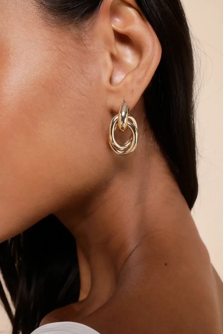 Luxe Desire Gold Interlocking Hoop Earrings | Lulus