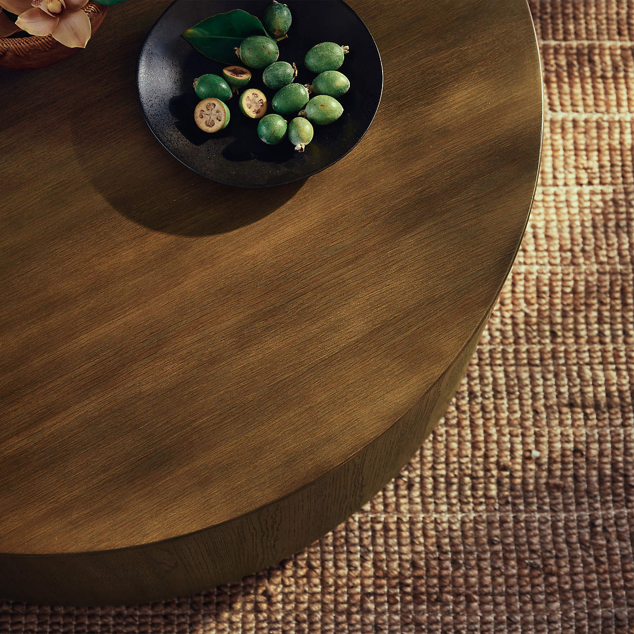Terrane Black Oak Wood 42" Round Coffee Table + Reviews | Crate & Barrel | Crate & Barrel