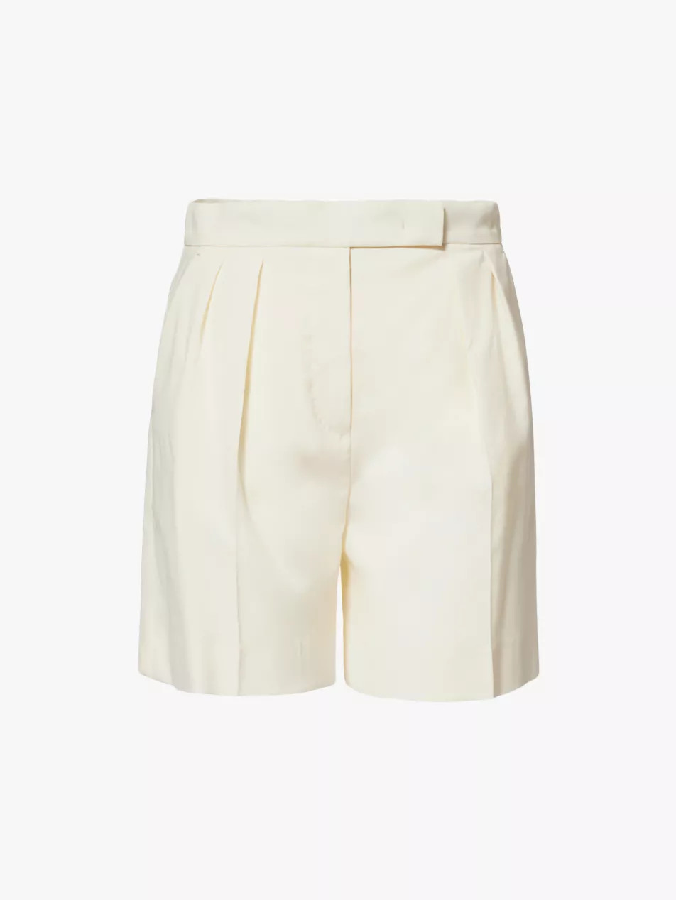Priamo pleated high-rise wool shorts | Selfridges