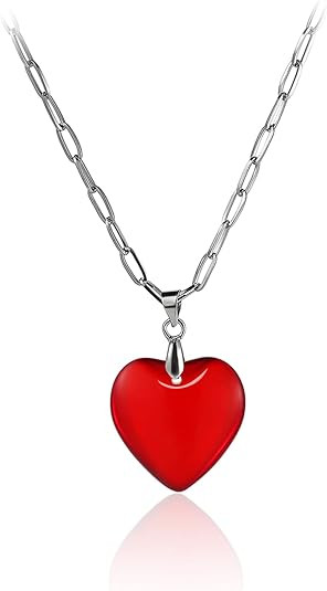 Yocoyee Dainty Colorful Glass Heart Shape Pendant Necklace Stainless Steel Link Rope Chian Love H... | Amazon (US)