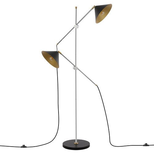 Tippon 2-Light 67.5" Floor Lamp - Black/Chrome | Tall Lamp, Pole Lamp - Versatile, Adjustable, Decorative | One Kings Lane