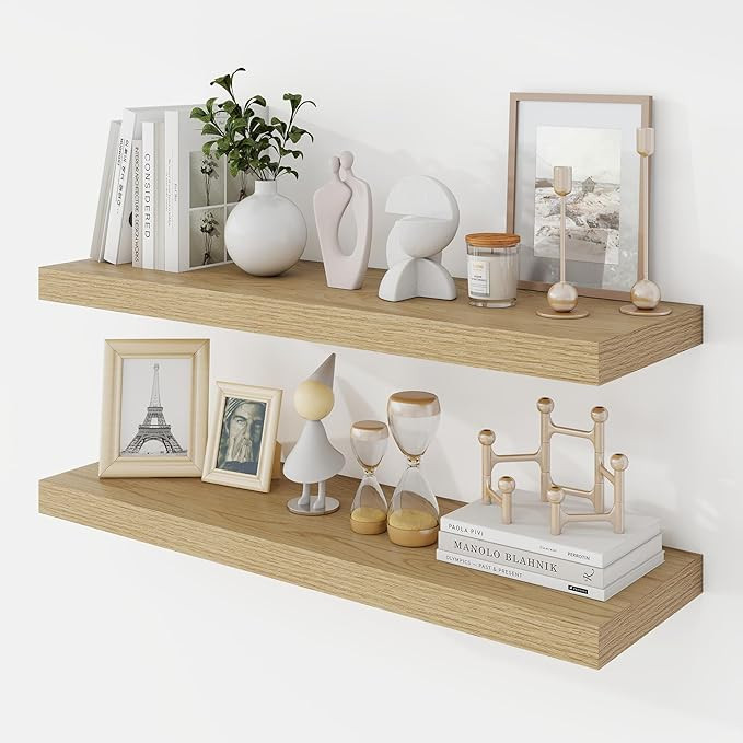 30 Inch Floating Shelves, 9.3" Deep Floating Shelf Wall Mounted, 30" Wall Shelves, Rustic Deep Bo... | Amazon (US)