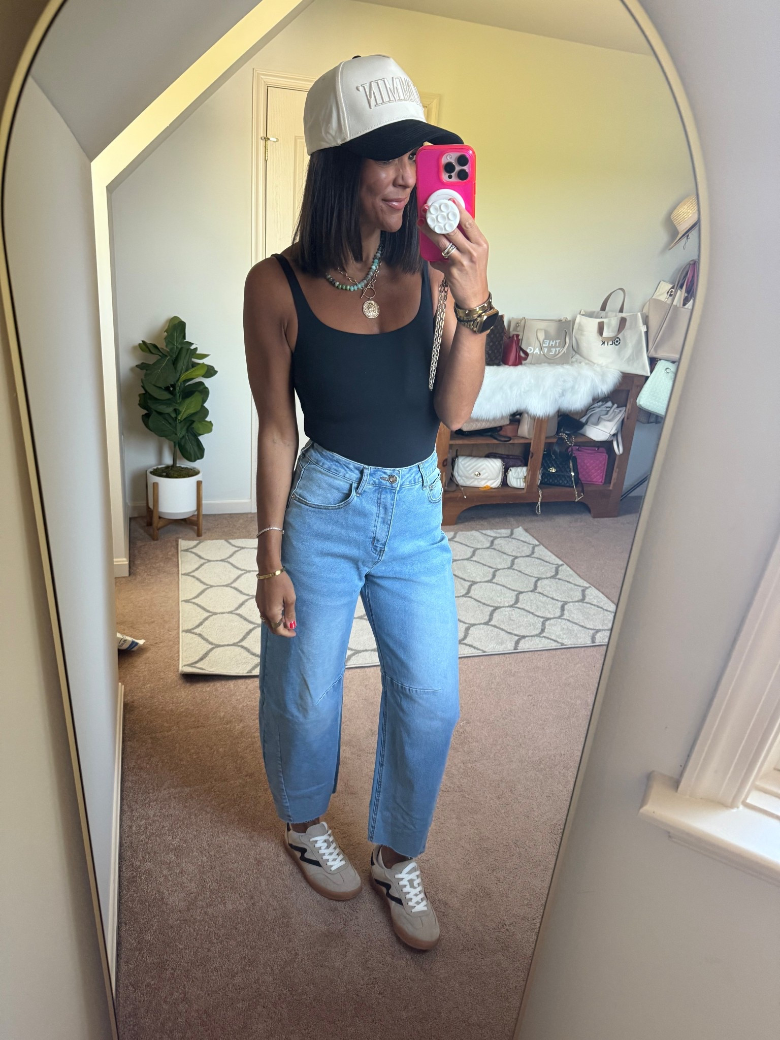 Size small in bodysuit size 2 in jeans sneakers fit tts

#LTKSeasonal #LTKFindsUnder100