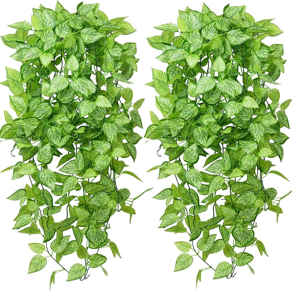 Artificial Hanging Plants 2pcs Fake Hanging Plant Faux Hanging Plant Artificial Plants Outdoor UV... | Amazon (US)