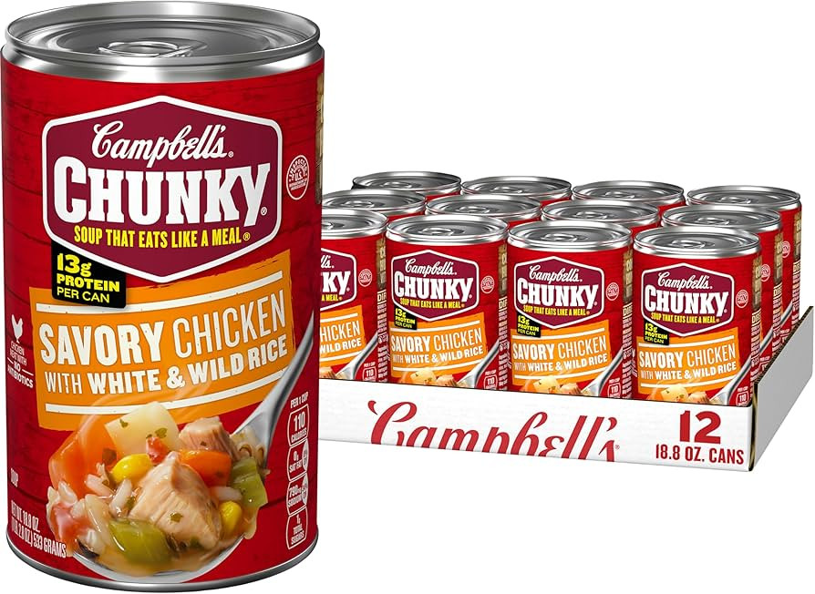 Campbell's Chunky Soup, Savory Chicken with White and Wild Rice Soup, 18.8 Oz Can (Case of 12) | Amazon (US)