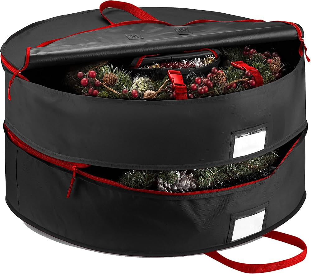 ZOBER Christmas Wreath Storage Container 36 Inch - Wreath Bag Fits 2 Wreaths Box - 600D Oxford Fa... | Amazon (US)