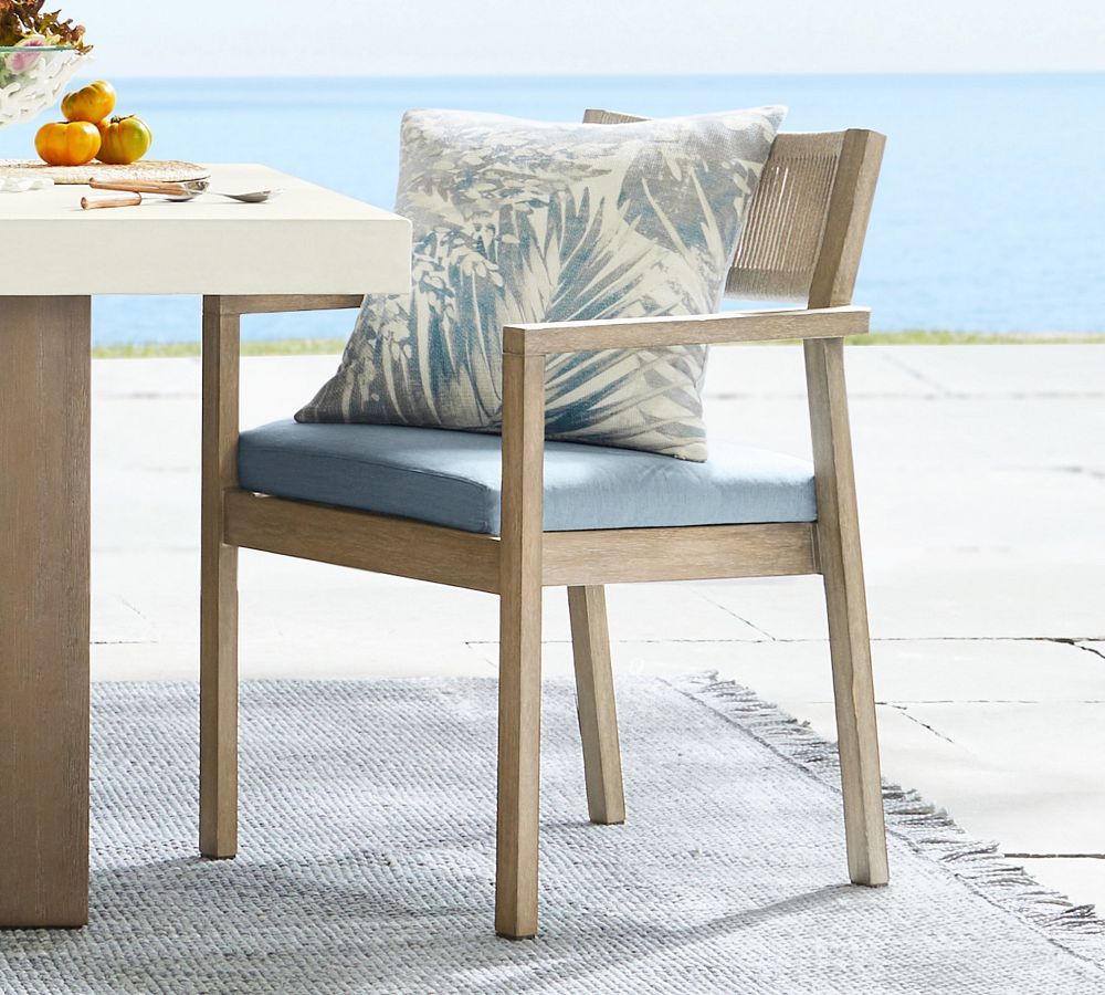 Indio Coastal Mahogany Rope Stackable Outdoor Dining Chair | Pottery Barn (US)