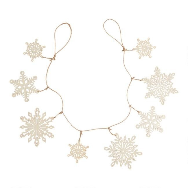 Natural Wood and Jute Snowflake Garland | World Market