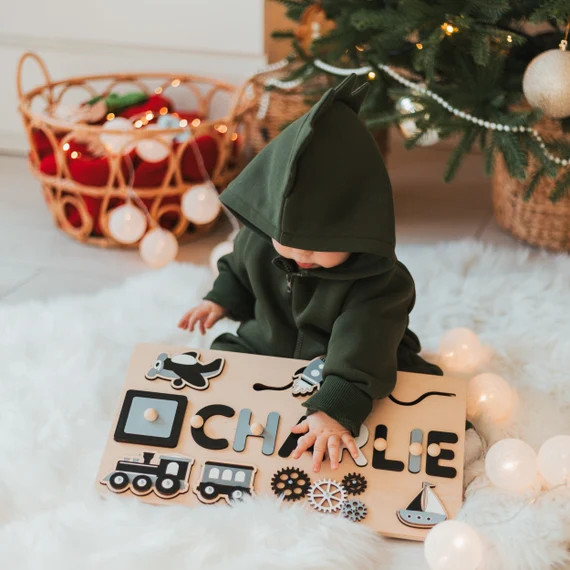 Montessori Busy Board With Train at Extra Charge, Personalized Baby Boy Gift, 2 Years Old, Kids N... | Etsy (US)