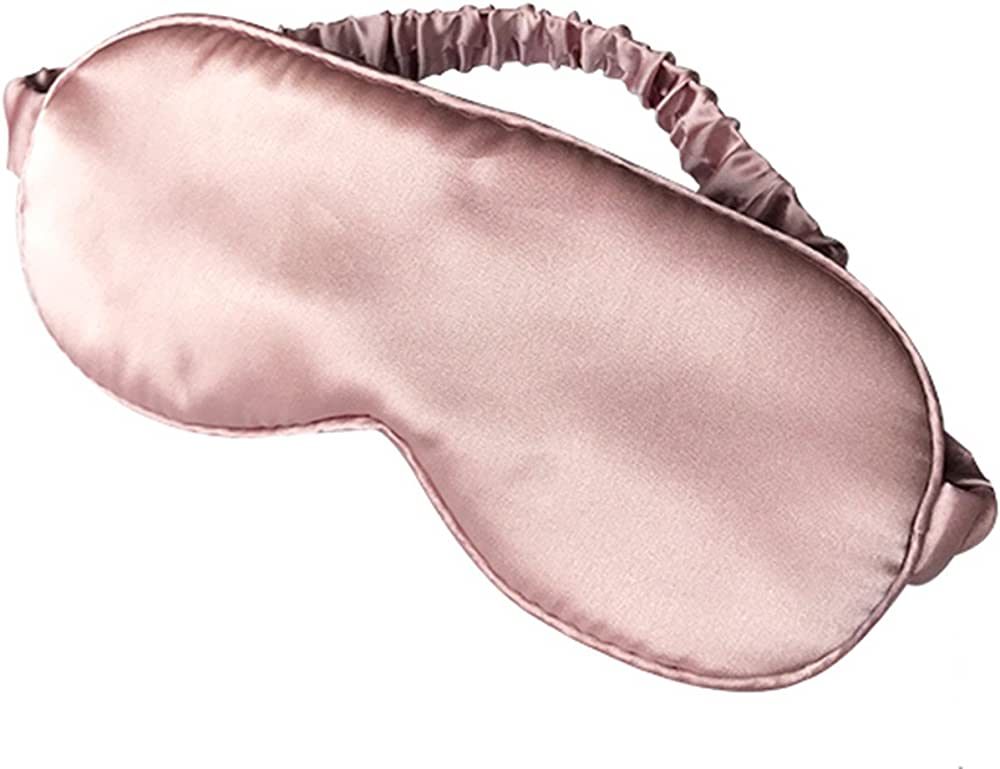 LULUSILK Mulberry Silk Sleep Eye Mask & Blindfold with Elastic Strap/Headband, Soft Eye Cover Eyeshade for Night Sleeping, Travel, Nap(Pink) | Amazon (US)