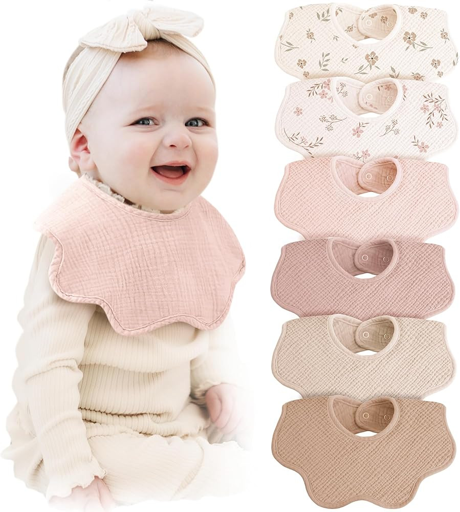 Konssy Muslin Baby Bibs 100% Cotton Absorbent Bandana Drool Bibs for Teething and Drooling, 6-Pac... | Amazon (US)