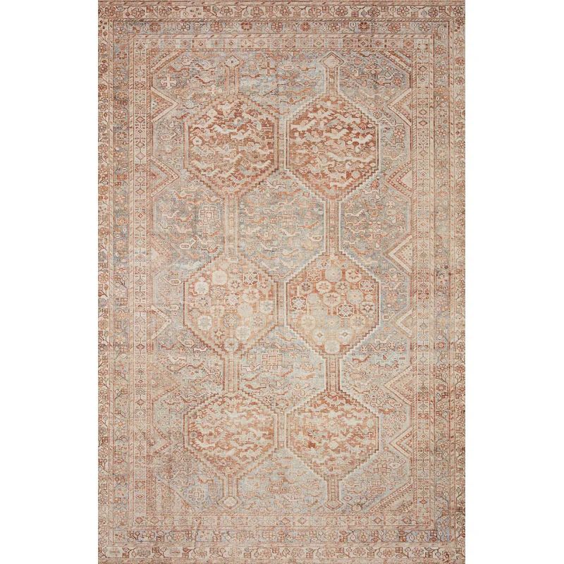 Jules Geometric Tangerine/Mist Area Rug | Wayfair Professional