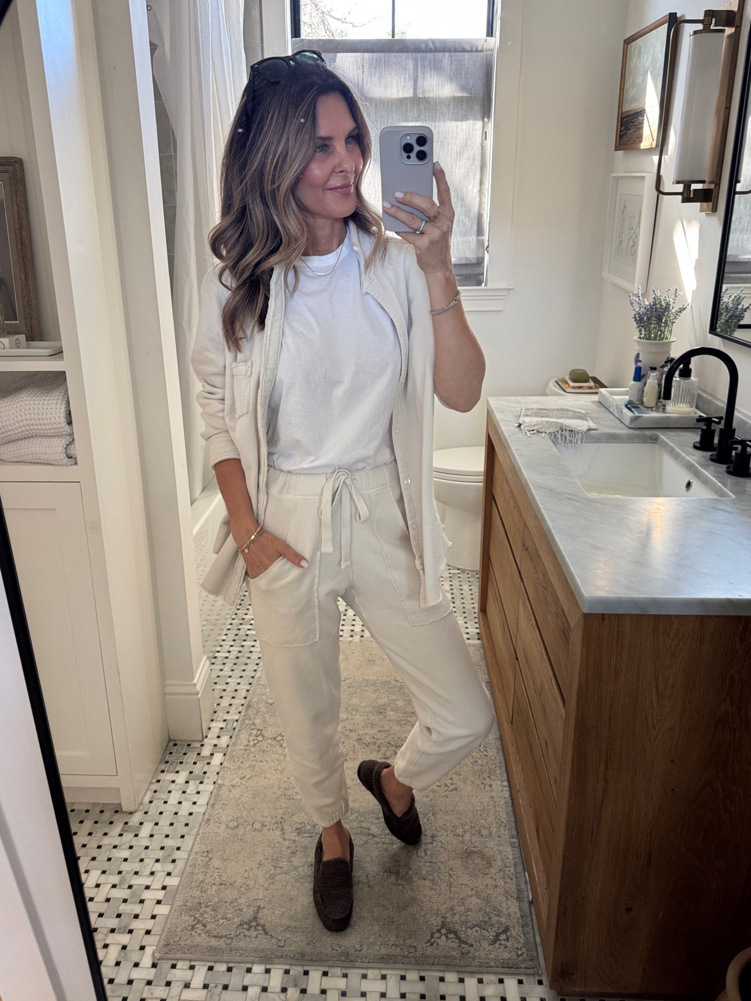 Frank & Eileen perfect for everyday casual or travel. These pieces wash well and stay in my closet for years  
-Eileen jersey top in size M 
-Jersey pants on sz XS. size down
-White Tee 
-Sherpa loafers 


#LTKSeasonal #LTKTravel #LTKOver40