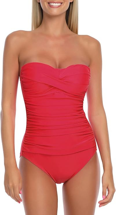 RELLECIGA Women's Tummy Control One Piece Swimsuit Bandeau Strapless Bathing Suits | Amazon (US)