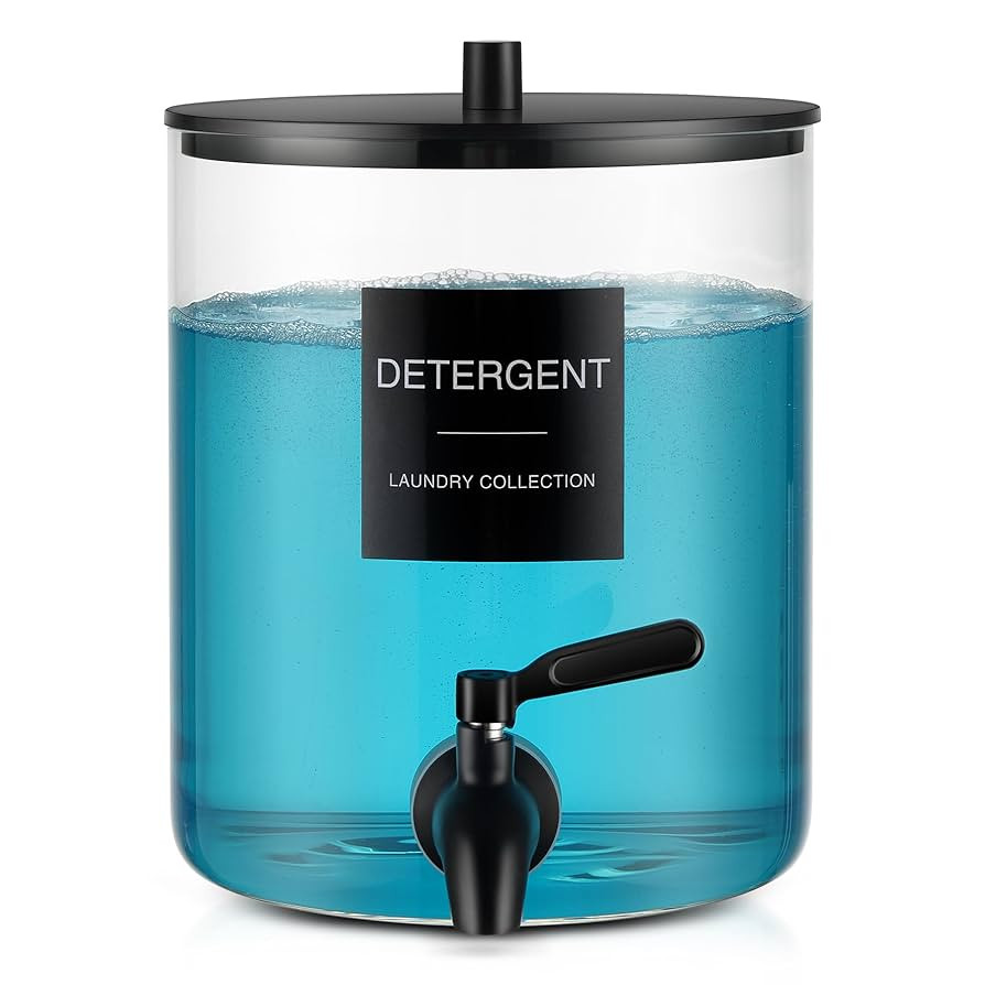 Glass Laundry Detergent Dispenser, 128 oz / 3.5L Fabric Softener Dispenser for Laundry Room Organ... | Amazon (US)