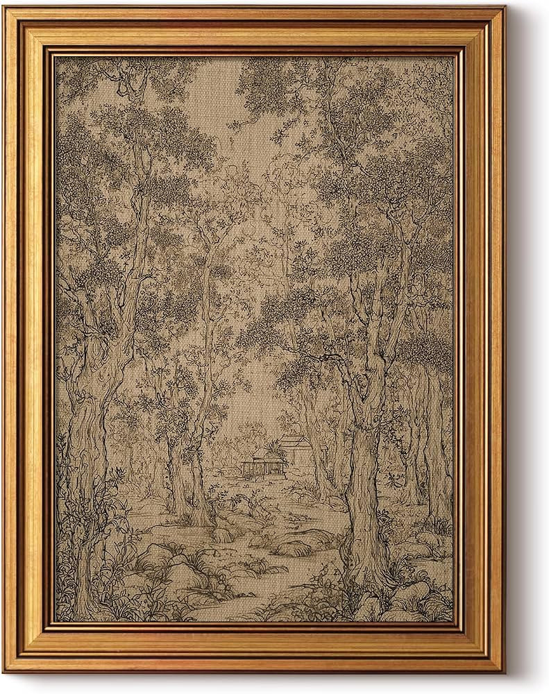 InSimSea Vintage Gold Framed Wall Art Antique Sketch Landscape Art 12x16 In | Amazon (US)