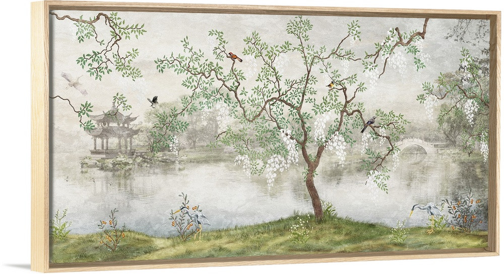 Tree With Birds In Japanese Garden Wall Art | Great Big Canvas - Dynamic