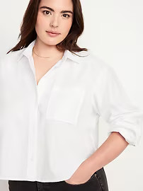 Button-Down Oxford Crop Shirt | Old Navy (US)