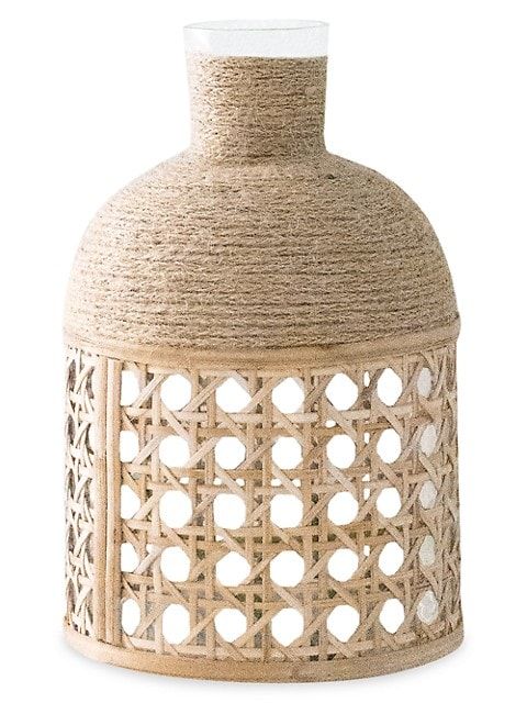 Seagrass Rope & Cane Wicker Glass Vase | Saks Fifth Avenue