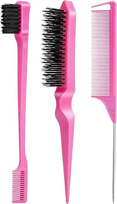 3 Pieces Hair Styling Comb Set Teasing Brush Rat Tail Comb Edge Brush for Edge&Back Brushing, Com... | Amazon (US)
