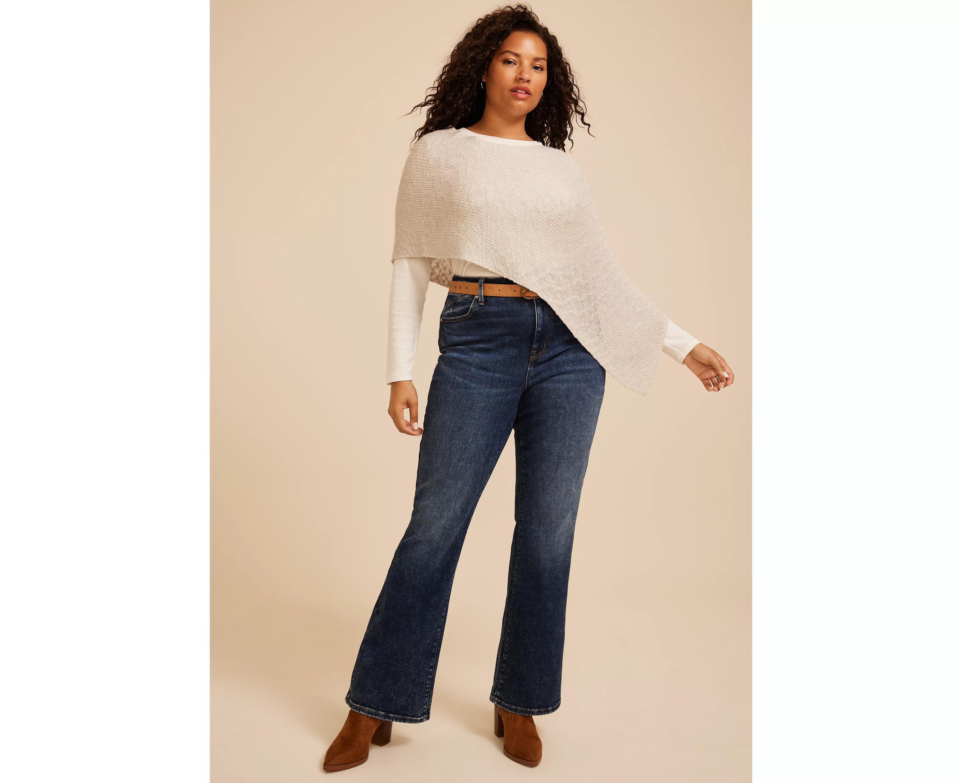 Maurices Women's Off Shoulder Asymmetrical Sweater Poncho | Maurices