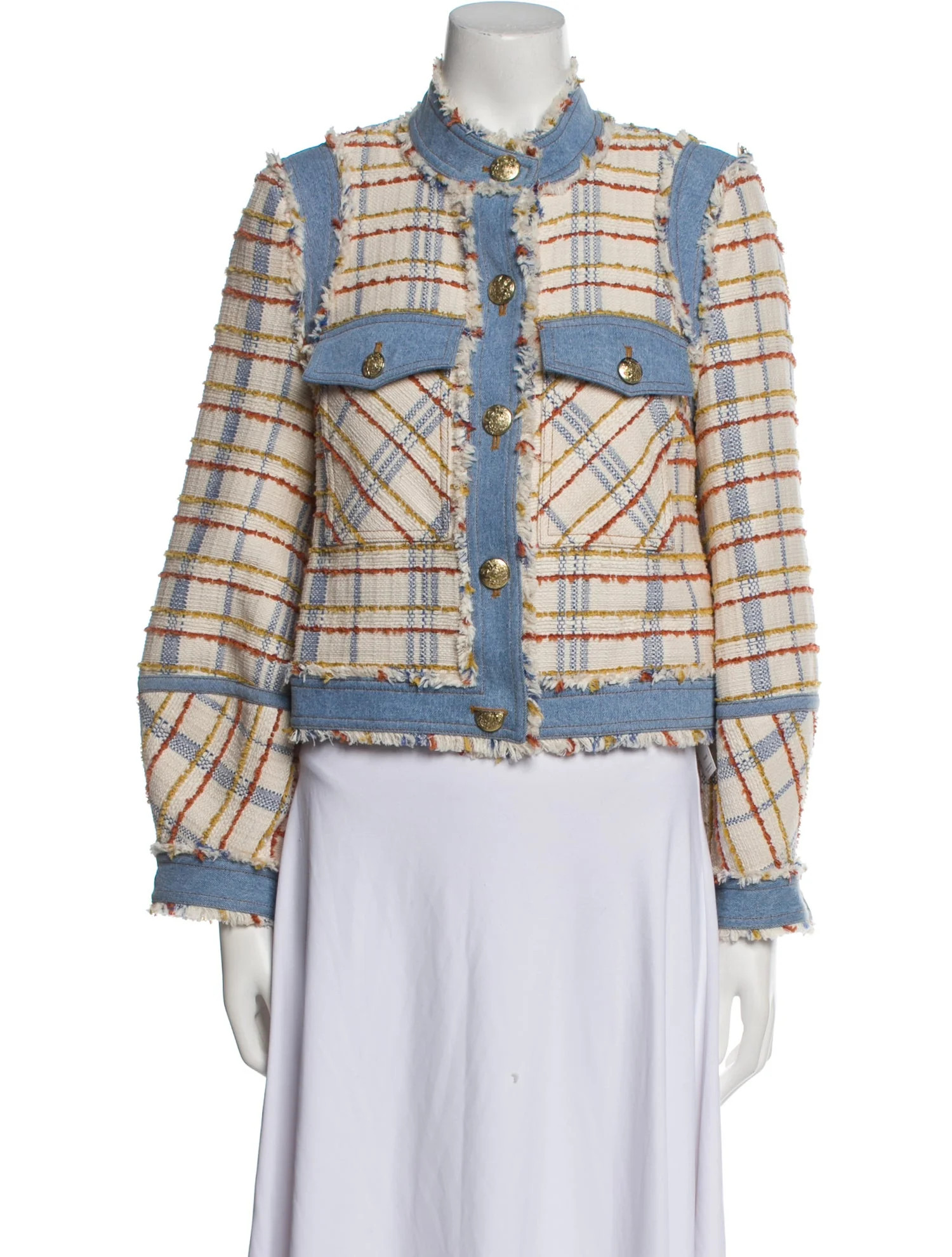 Tweed Pattern Denim Jacket | The RealReal