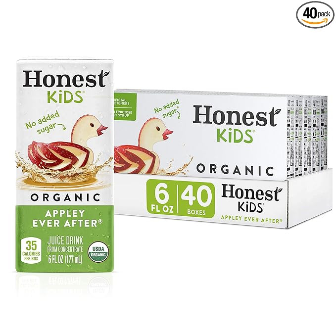 Honest Kids Appley Ever After, Organic Juice Drink, 6 Fl oz Juice Boxes, Pack Of 40, Apple | Amazon (US)