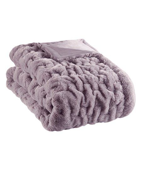 Lavender Ruched Fur Throw | Zulily