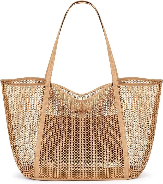 KALIDI FANCY FOREST Beach Mesh Tote Bag, Womens Shoulder handbag MAX 27L Grocery Bag | Amazon (US)