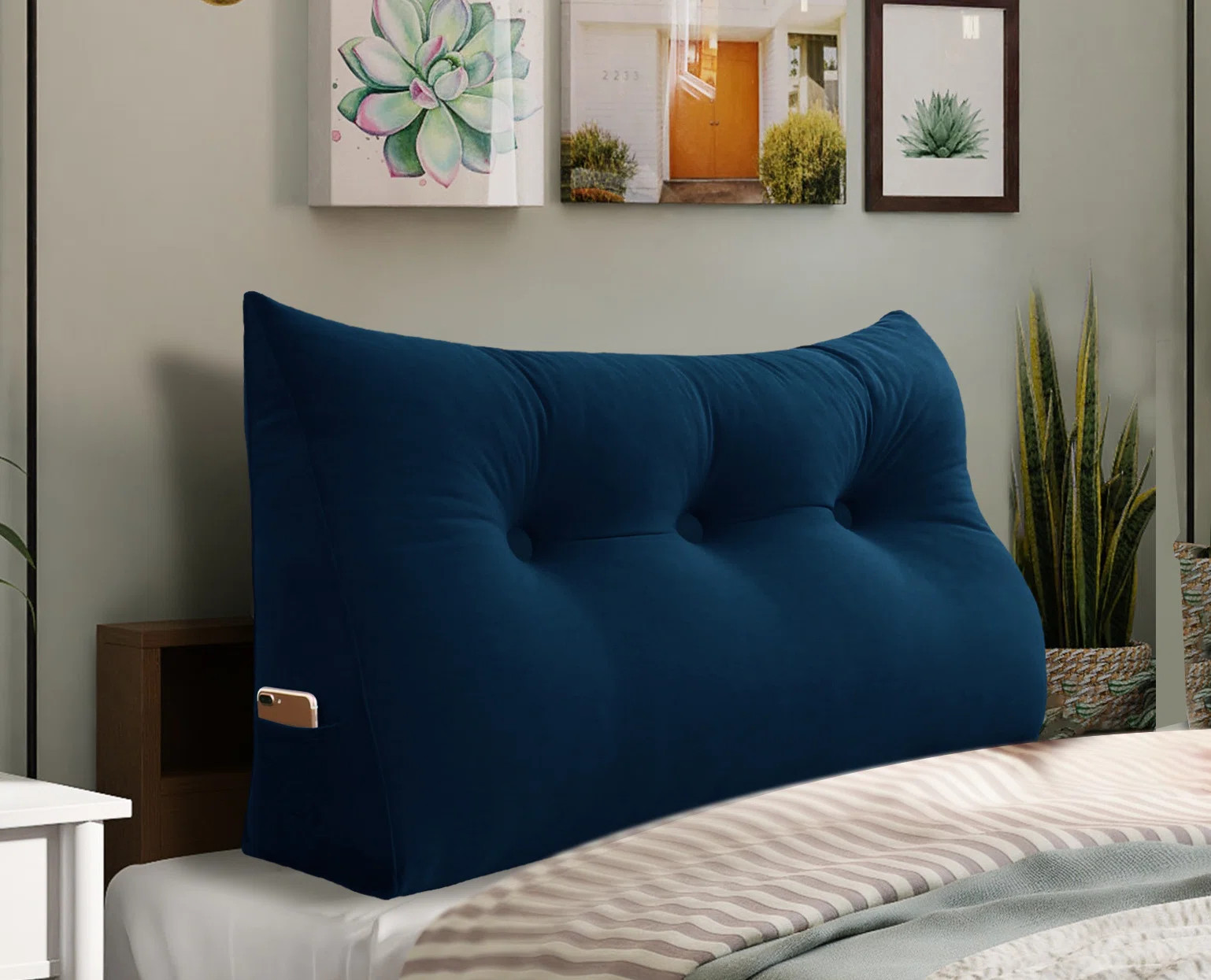 Sit-up Back Comfort 100% Cotton Velvet Wedge Headboard Reading Pillow with Removable & Washable C... | Wayfair North America