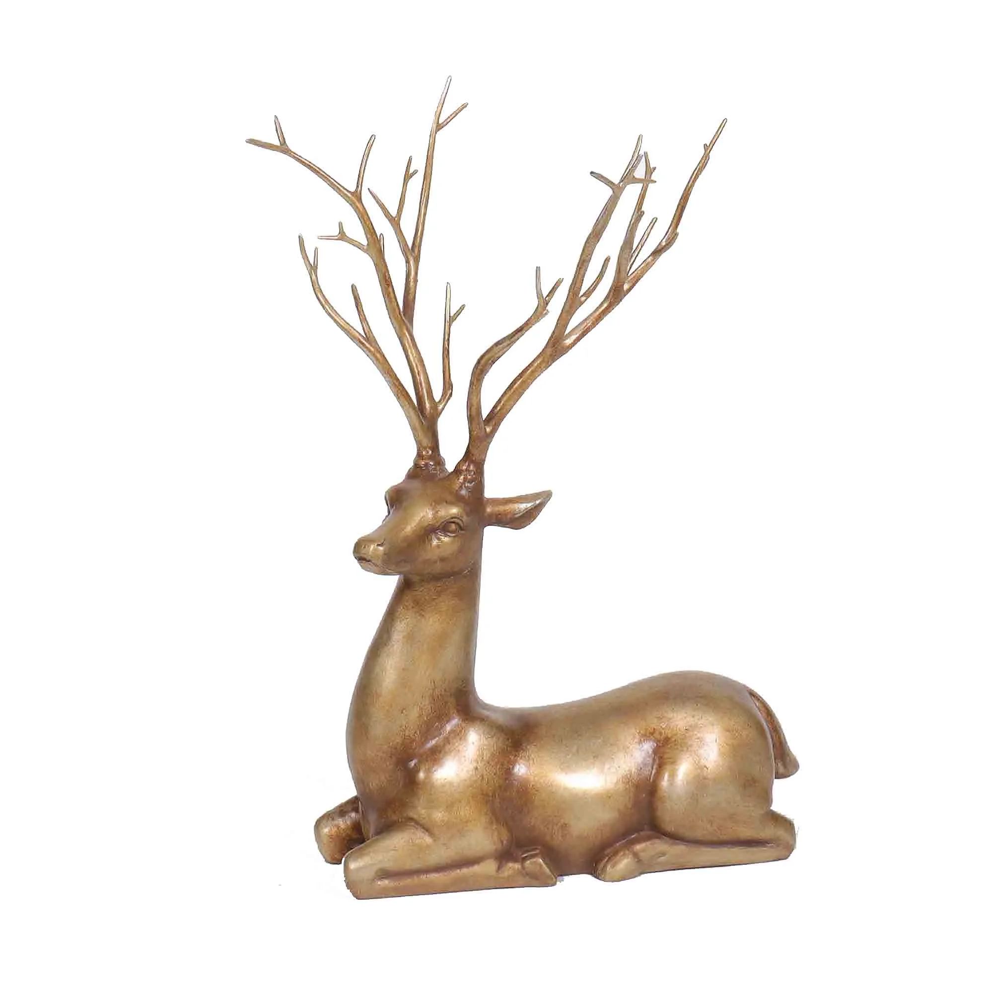 Holiday Time Gold Sitting Deer Christmas Tabletop Decoration, 13 inch | Walmart (US)