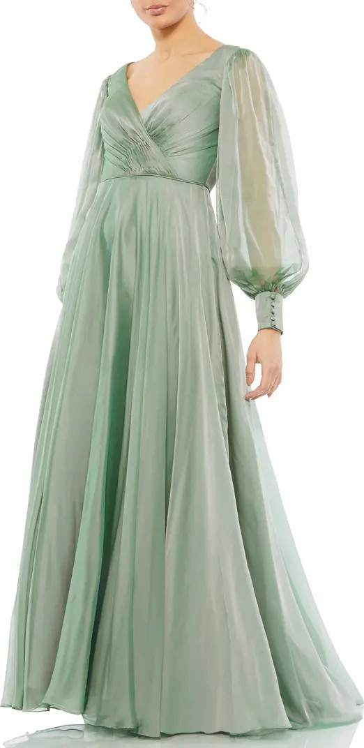 Mac Duggal Illusion Long Sleeve A-Line Gown | Nordstrom | Nordstrom