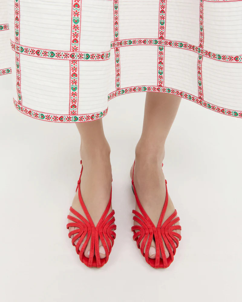 Devon Red Moiré Slingback Sandal | Loeffler Randall