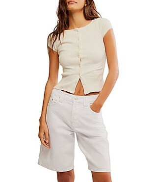 Free People Most Wanted Crew Neckline Cap Sleeve Button Front Cardigan - L | Dillard's