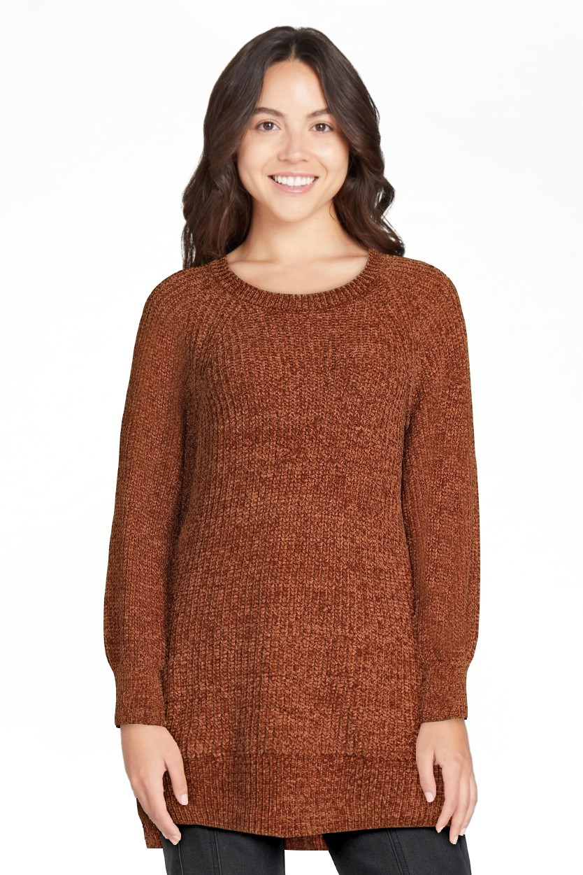 Time and Tru Women's Chenille Crew Neck Tunic Sweater, Midweight, Sizes XS-XXXL | Walmart (US)