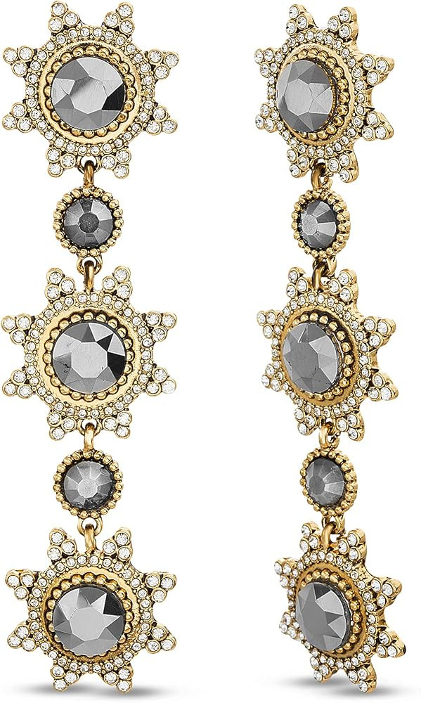 Badgley Mischka Sunburst Rhinestone Yellow Linear Drop Dangle Earrings for Women | Amazon (US)