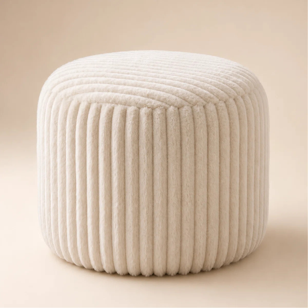 20'' Fluffy Faux Fur Ottoman, Round Pouf Footrest, Mooncake Foot Stool, Paran Accent Pouf For Mod... | Wayfair North America