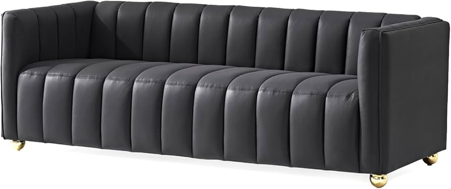 Glam Fabric Upholstered Solid Wood Frame 82.7" Art Deco Sofa for Living Room, Office, Sophisticat... | Amazon (US)
