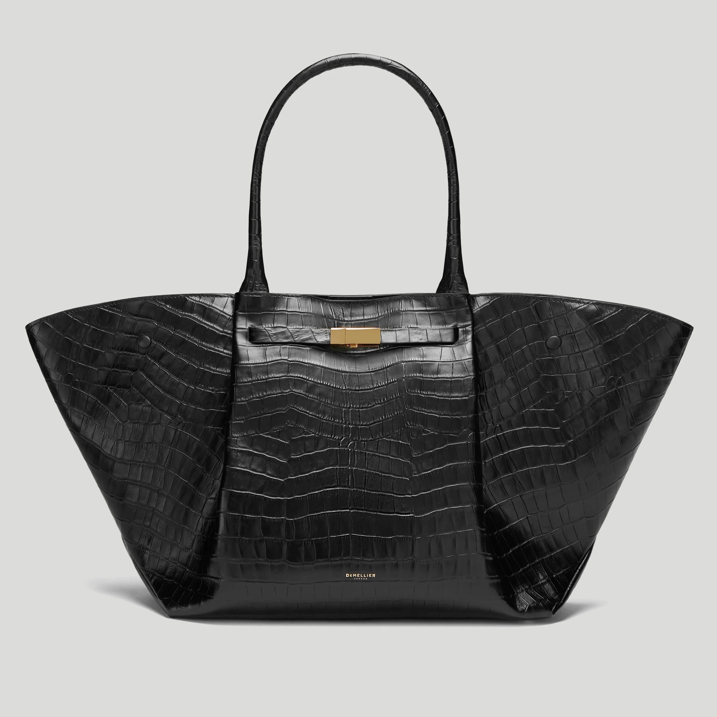 DeMellier The New York in Black Croc-Effect Leather Shoulder bag | DeMellier