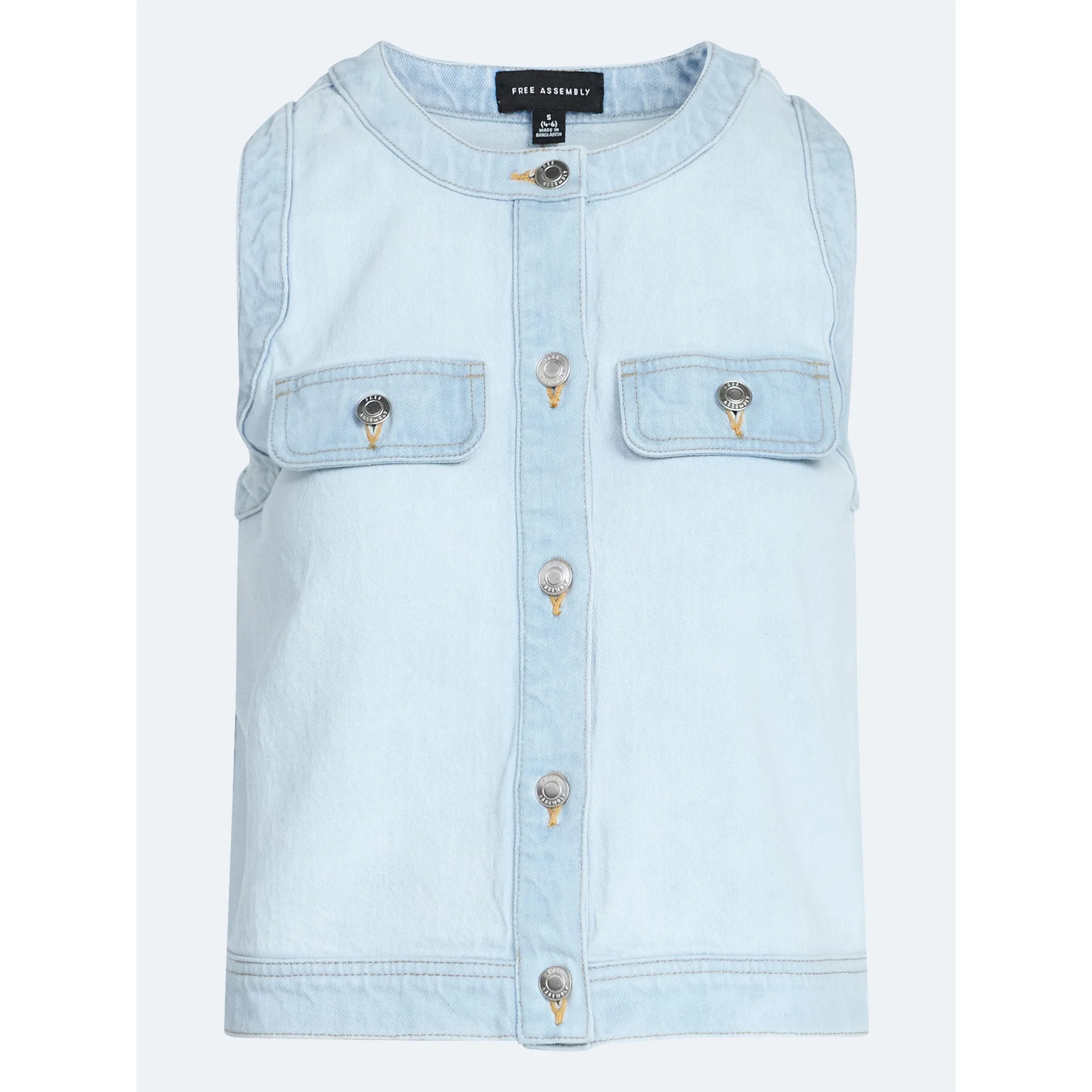 Free Assembly Women's and Women's Plus Button Front Sleeveless Denim Top, Sizes XS-4X | Walmart (US)