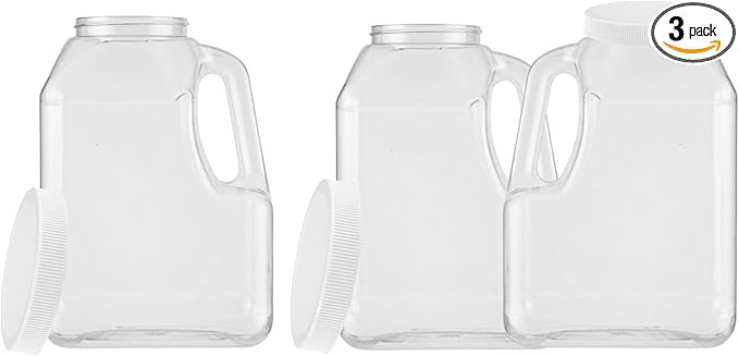 1 Gallon Clear Plastic Jars with Screw On Lids, BPA Free, PET Plastic, Made in USA, Bulk Storage ... | Amazon (US)