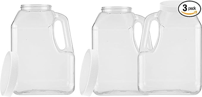 1 Gallon Clear Plastic Jars with Screw On Lids, BPA Free, PET Plastic, Made in USA, Bulk Storage ... | Amazon (US)