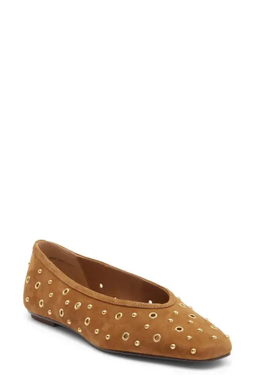 Dolce Vita Caret Stud Leather Ballet Flat in Light Brown Suede at Nordstrom, Size 9.5 | Nordstrom