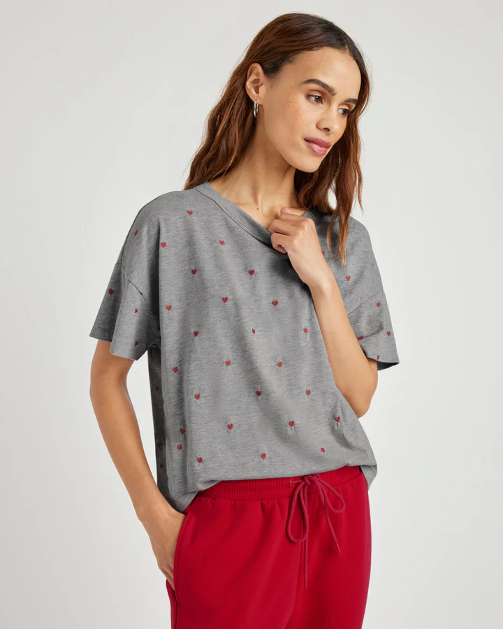 Embroidered Hearts Tee | Splendid