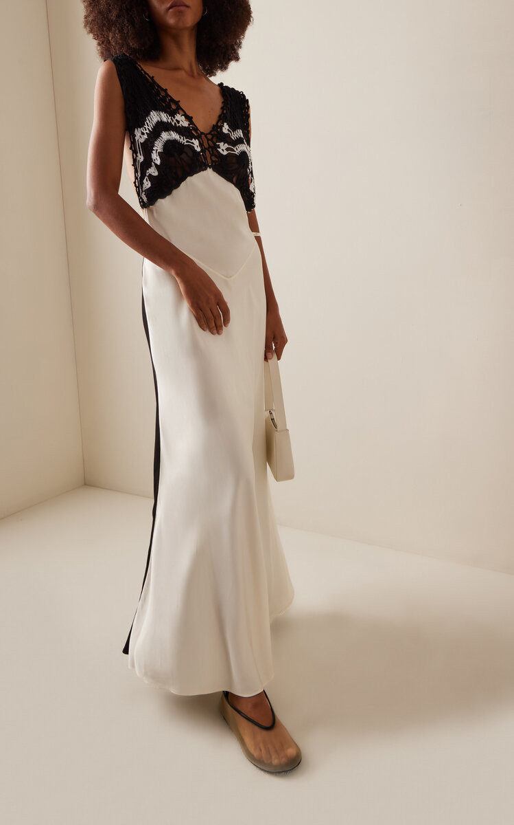 Pavona Crochet-Trimmed Crepe Maxi Dress | Moda Operandi (Global)