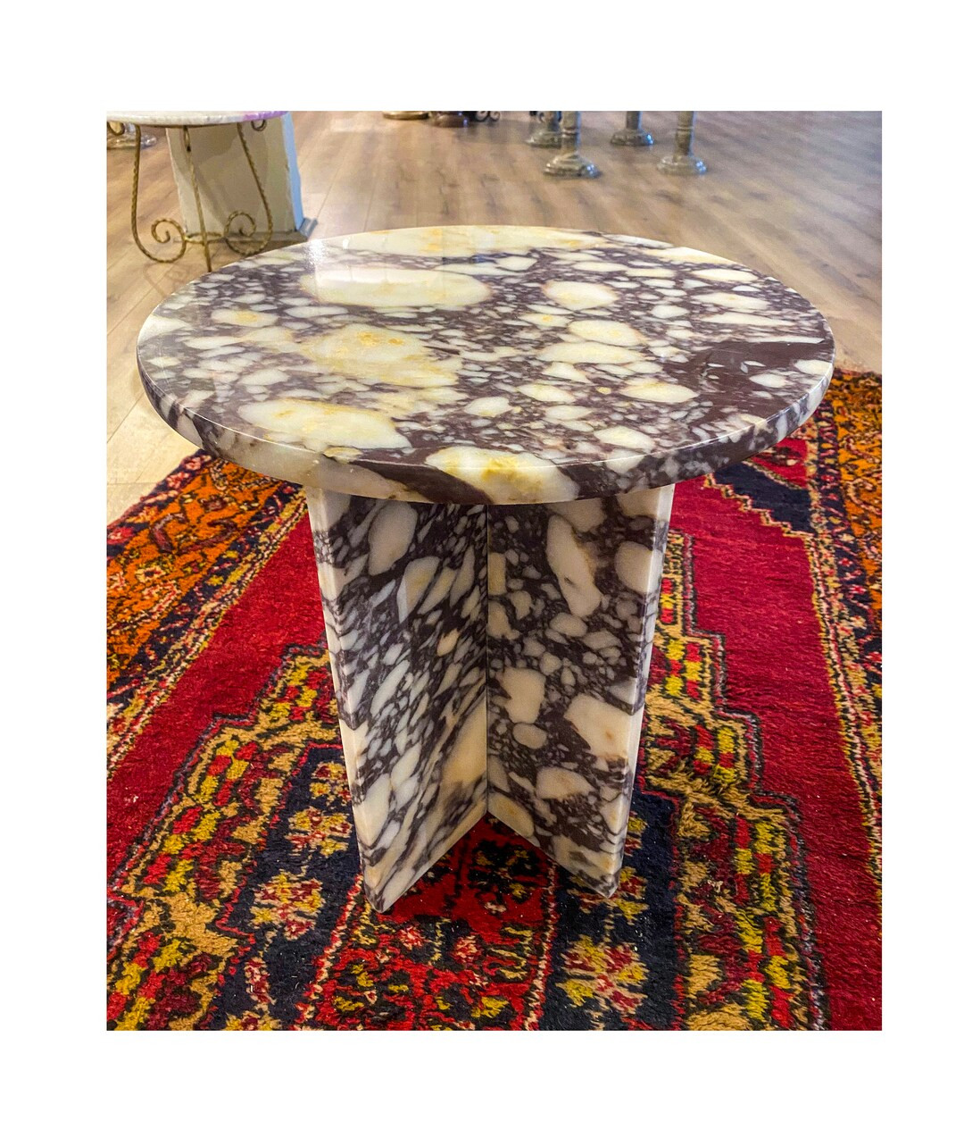 Calacatta Viola marble round side table,living room marble small side table decor,modern bedside ... | Etsy (CAD)